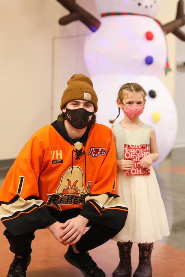 Ethan at a Castlegar Rebels community holiday event